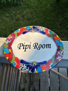 Talavera Pottery 'Pipi Room' Bathroom Door Plaque
